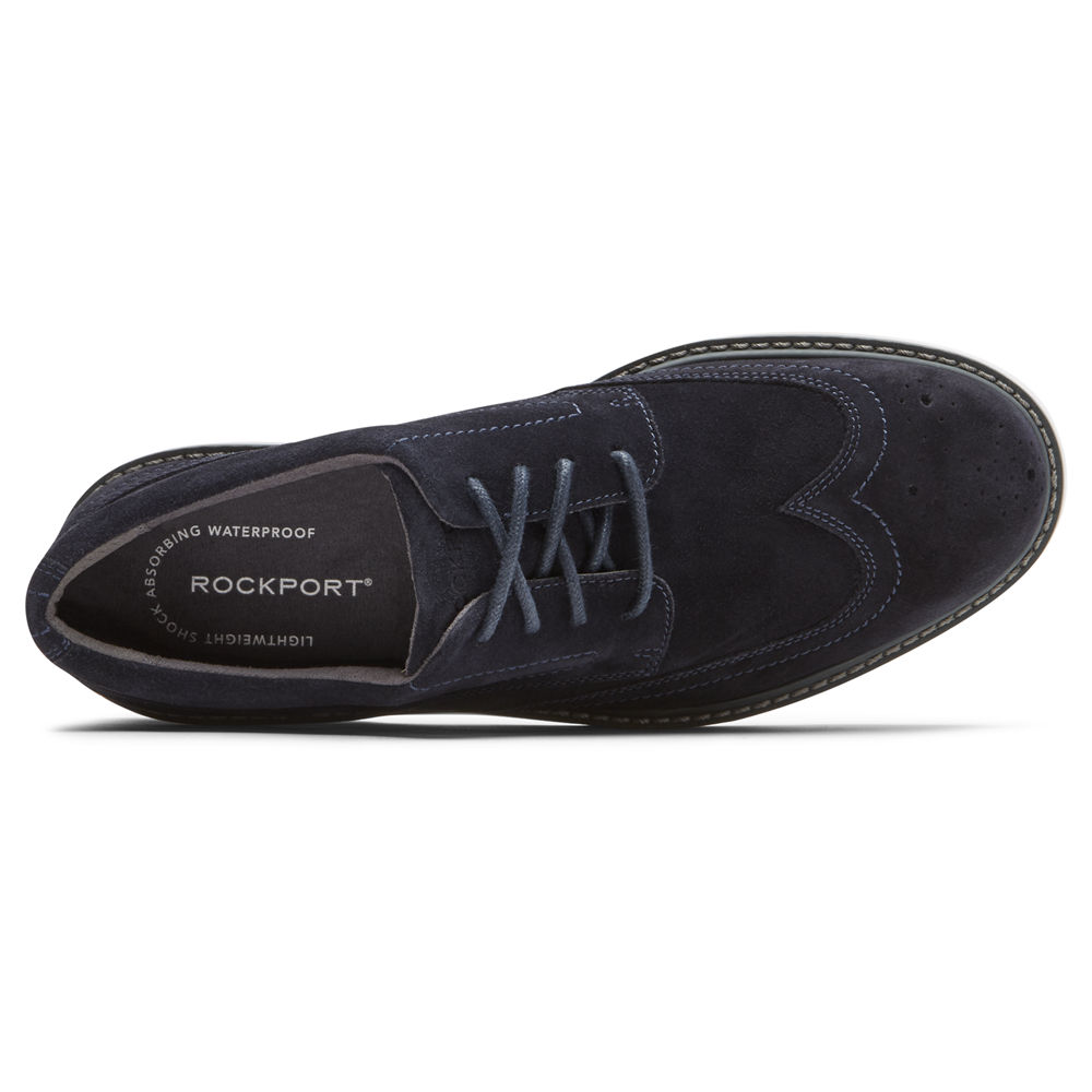 Rockport Mens Charlee Waterproof Wingtip - Sneakers Navy - PUL159387